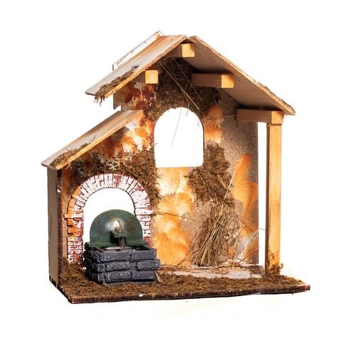 Capanna Presepe con Fontana e Luce LED - Presepe Natalizio Illuminato