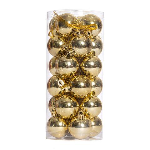 Tubo 32 Sfere Natalizie Metallizzate Oro 30mm - Decorazioni Natale