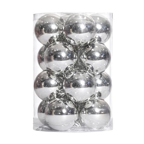 Tubo 24 Sfere Natalizie Metallizzate Argento 40mm - Decorazioni Natale