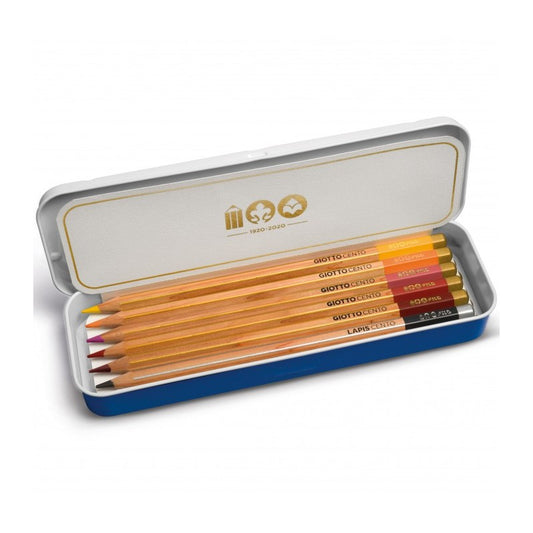 ASTUCCIO IN METALLO PASTELLI GIOTTO 10+2. ANNIVERSARIO 100 ANNI